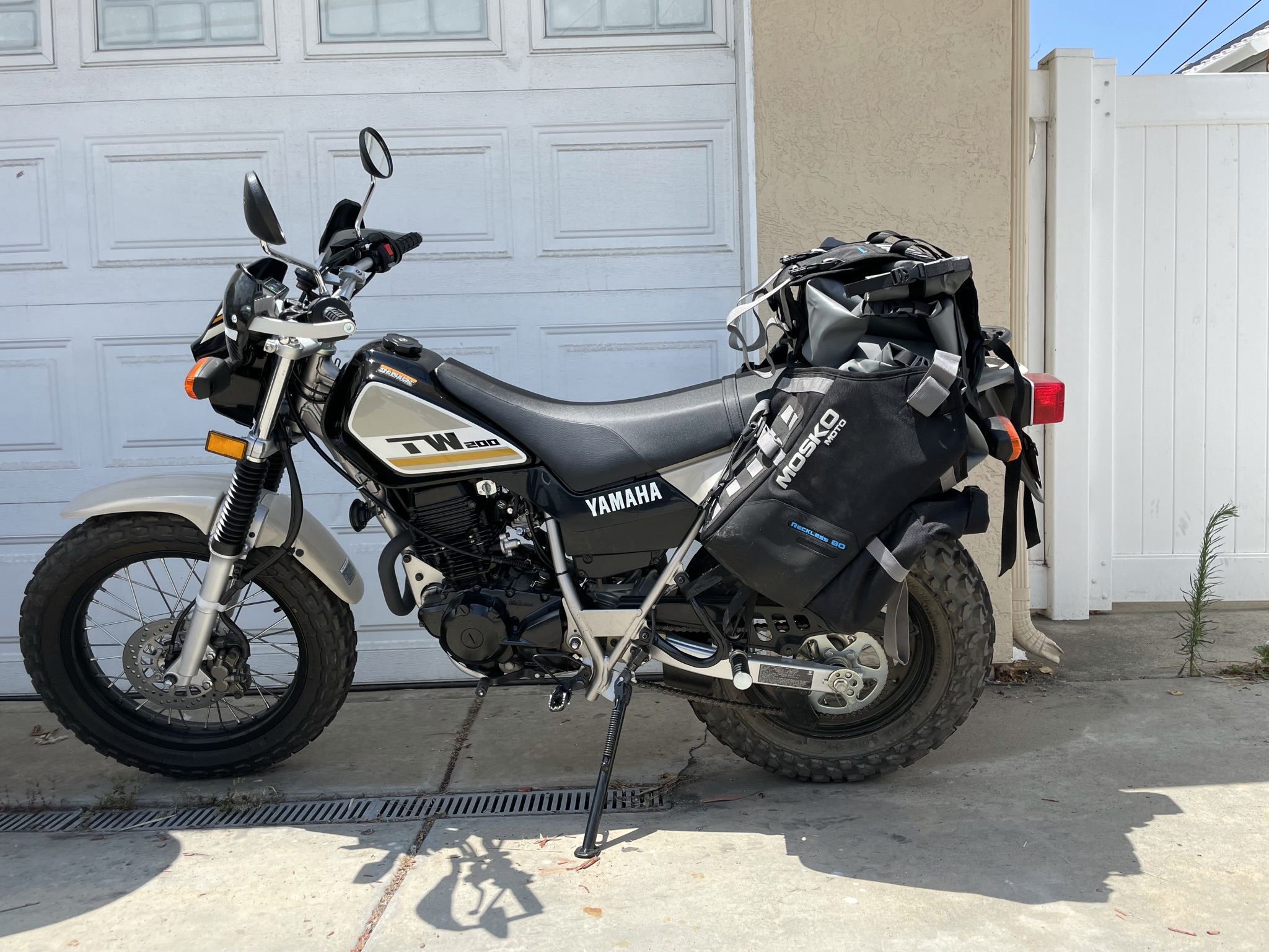 TW200 with Mosko Moto Reckless Bags